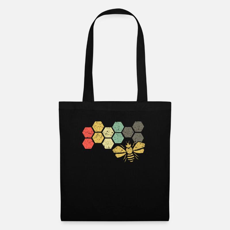 Bee bee beekeeper nature conservation retro colorful gift - Tote Bag - black