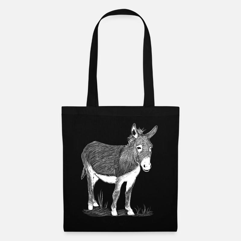Esel Donkey Illustration Reittier Tiere Geschenk - Stoffbeutel - Schwarz