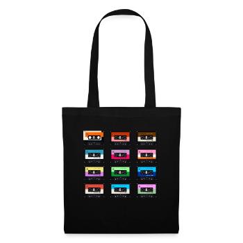 80 années 80 rétro costume de tenue de cassette vintage - Sac en tissu - noir - Devant