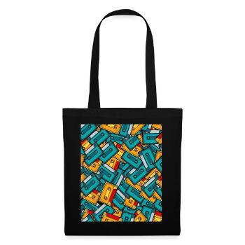 80 années 80 rétro costume de tenue de cassette vintage - Sac en tissu - noir - Devant