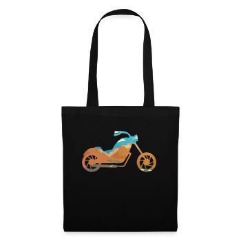 Motorrad Krad Töff Classic Bike Feuerstuhl Präsent - Stoffbeutel - Schwarz - Vorne