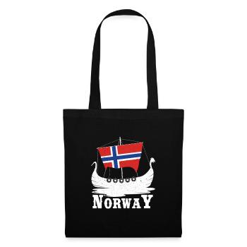Norwegen Boot Wikinger Geschenk - Stoffbeutel - Schwarz - Vorne