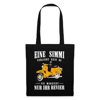 Schwalbe, Eine Simmi leckt nicht,Markiert Revier - Stoffbeutel - Schwarz - Vorne