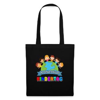 International Kindertag Kinder Kind Welt Frieden - Stoffbeutel - Schwarz - Vorne