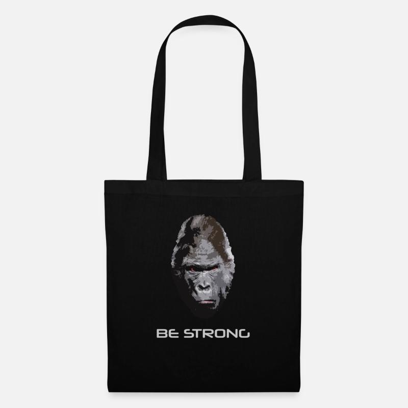 Cooler, böse guckender Gorilla - BE STRONG - Stoffbeutel - Schwarz