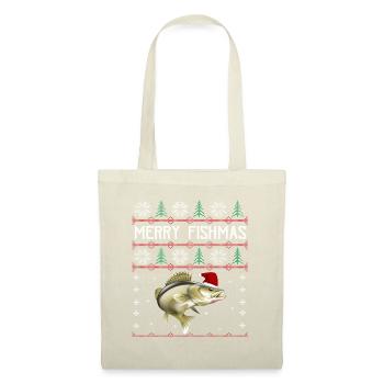 Joyeux Fishmas Angler Shirt Zander Noël - Sac en tissu - nature - Devant