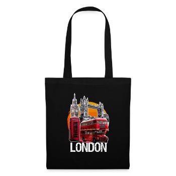 London double decker phone booth Big Ben Bridge - Tote Bag - black - Front