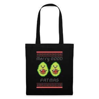 Avocado Vegan Veggie Weihnachten Humor Geschenk - Stoffbeutel - Schwarz - Vorne
