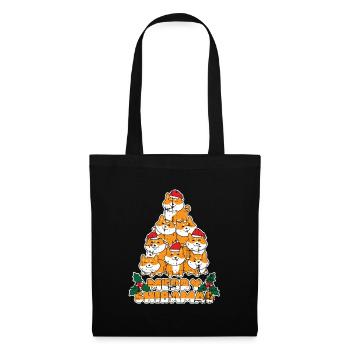 Shiba Weihnachtsbaum - Stoffbeutel - Schwarz - Vorne