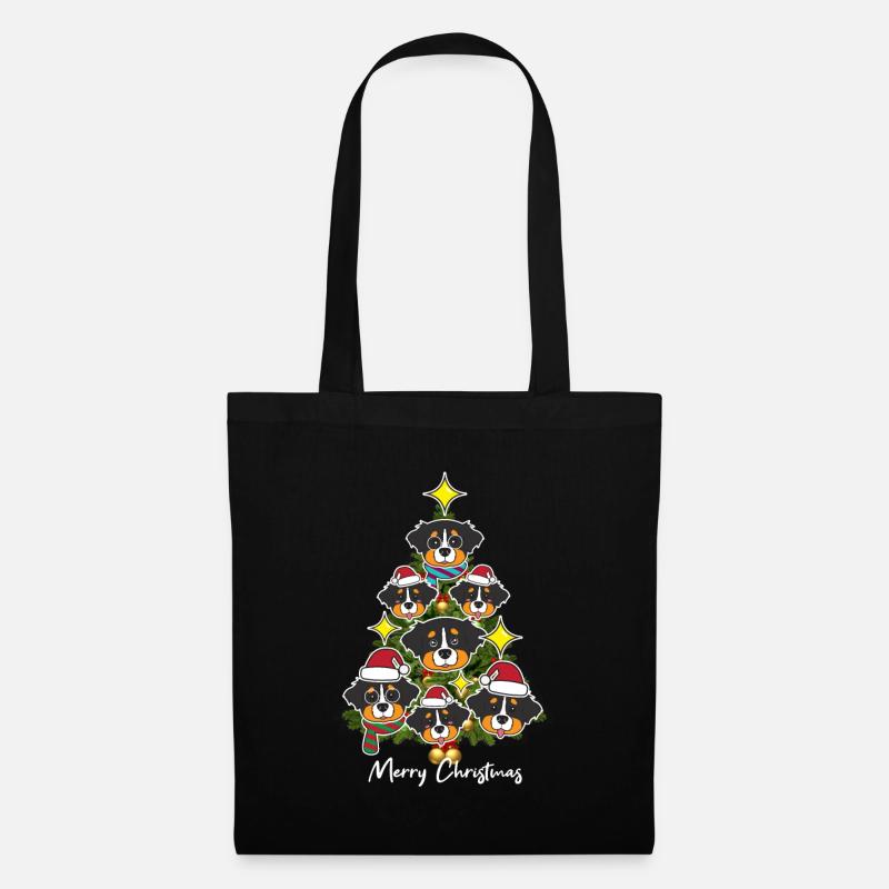 Berner Sennenhund Weihnachtsbaum Geschenk - Stoffbeutel - Schwarz