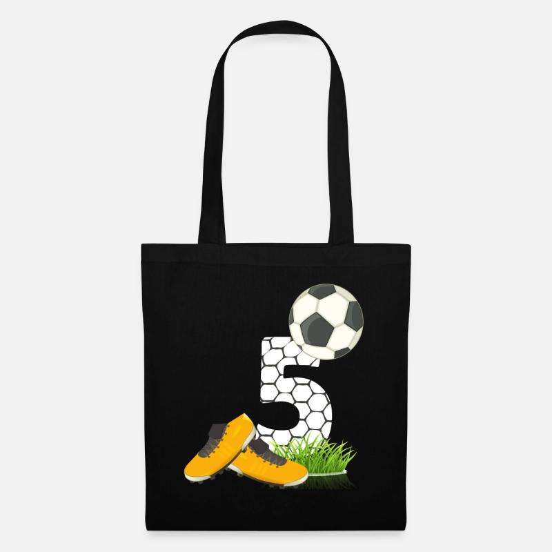 5. Geburtstag Kinder Fussball Geschenkidee 5 Jahre - Stoffbeutel - Schwarz