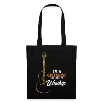 I am a guitarist created to worship,Gitarre Christ - Stoffbeutel - Schwarz - Vorne
