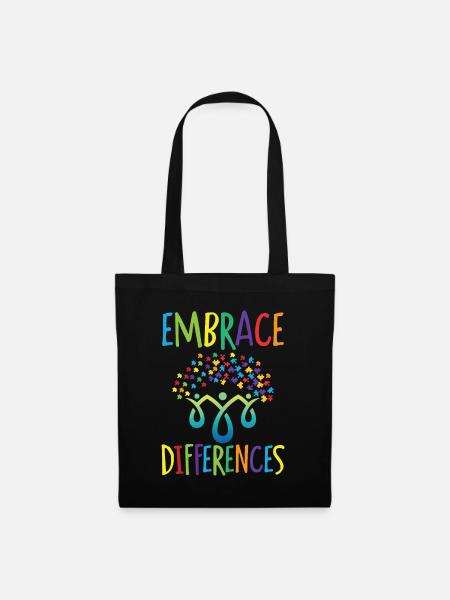 Embrace Differences Autism Handicap Understanding - Tote Bag - black