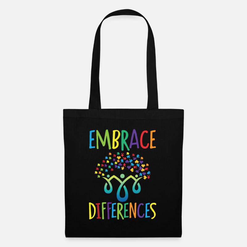 Embrace differences Autismus Handicap Verständnis - Stoffbeutel - Schwarz