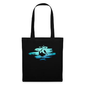 Requin dans l'océan avec des plongeurs, grand requin-marteau requin blanc - Sac en tissu - noir - Devant
