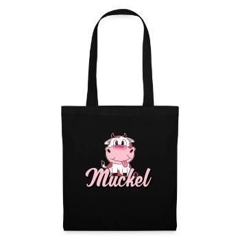 Muckel Kuh Kalb Kälbchen Rind Rindvieh Comic - Stoffbeutel - Schwarz - Vorne