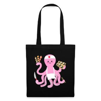 Kraken-Sushi-Chef, Kraken-Hemd, niedliche Krake - Stoffbeutel - Schwarz - Vorne