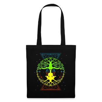 Lebensbaum , Chakras für spirituelles Yoga, Buddha - Stoffbeutel - Schwarz - Vorne