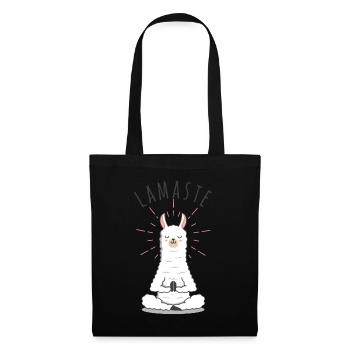 Llamaste | Lama kawaii | Yoga Namaste Alpaca - Sac en tissu - noir - Devant