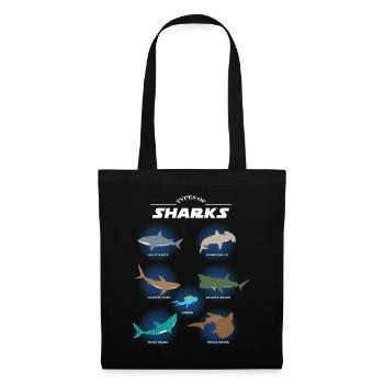 Espèces de requins types de requins, requins marteaux, plongeurs - Sac en tissu - noir - Devant