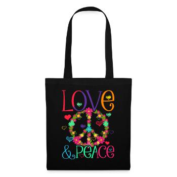 Hippie Love Peace Flower Power Peace Movement - Tote Bag - black - Front