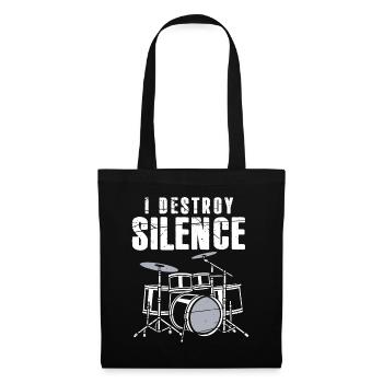 Batteur cadeau, groupe de musique I Destroy Silence - Sac en tissu - noir - Devant