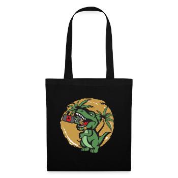 Drôle T-Rex alcool boire du vin de bière - Sac en tissu - noir - Devant