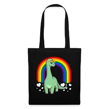 Brontosaurus Dinosaur Gay Pride Rainbow LGBTQ - Sac en tissu - noir - Devant