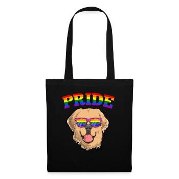 Gay Pride Golden Retriever Dog with LGBT Rainbow - Tote Bag - black - Front
