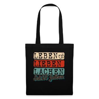 Silberhochzeit Geschenk 25 Jahre Hochzeitstag - Stoffbeutel - Schwarz - Vorne
