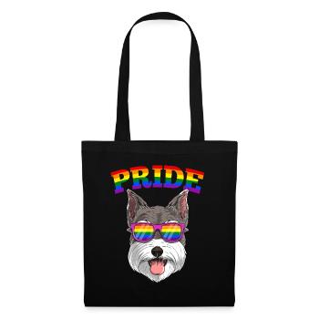 Gay Pride Schnauzer Hund mit LGBT Regenbogen - Stoffbeutel - Schwarz - Vorne