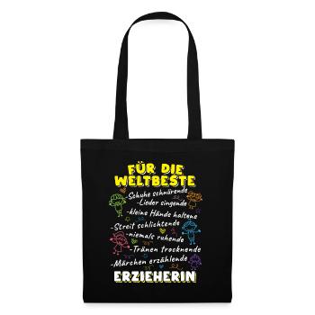 Erzieherinnen und Erzieher Geschenk Kindergärtner - Stoffbeutel - Schwarz - Vorne