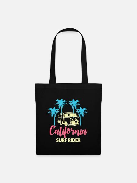 California USA Amerika West Coast Beach Surf Rider - Stoffbeutel - Schwarz