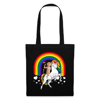 LGBT Monkey Riding Unicorn Gay Pride Rainbow - Sac en tissu - noir - Devant