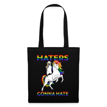 LGBT Gay Pride Schafe reiten Einhorn Hasser werden - Stoffbeutel - Schwarz - Vorne