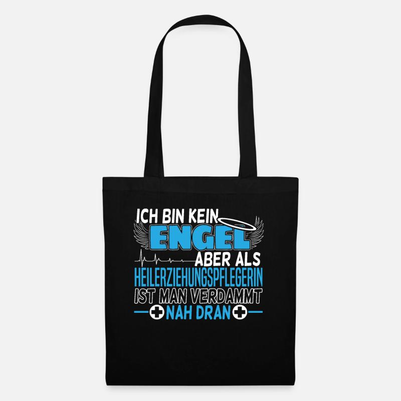 Heilerziehungspflegerin Geschenk | Engel - Stoffbeutel - Schwarz
