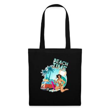 Beach time surfer pin up - Tote Bag - black - Front