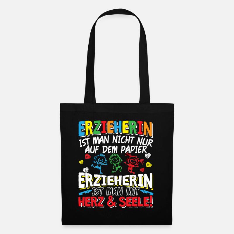 Erzieherin Geschenk Kindergärtnerin - Stoffbeutel - Schwarz