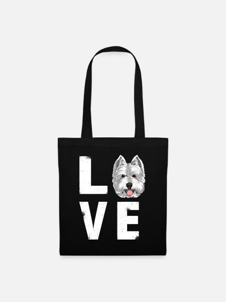 Liebe West Highland White Terrier Westie Hund - Stoffbeutel - Schwarz