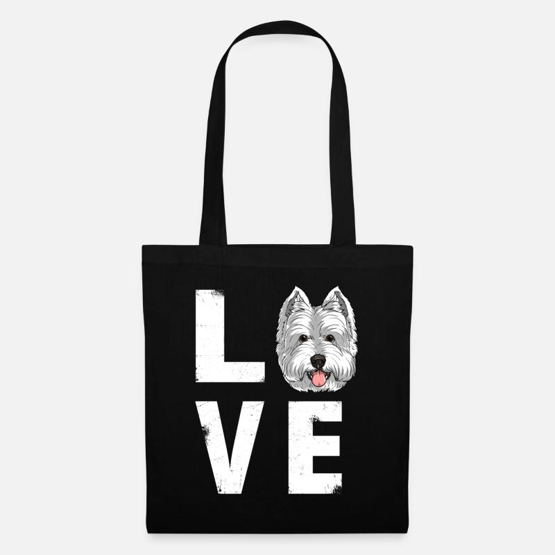 Liebe West Highland White Terrier Westie Hund - Stoffbeutel - Schwarz