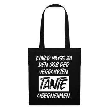 Verrückte Tante Patin Nichte Neffe Geschenk Taufe - Stoffbeutel - Schwarz - Vorne