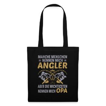 Angler Opa Enkelkinder Angeln Männersport Geschenk - Stoffbeutel - Schwarz - Vorne