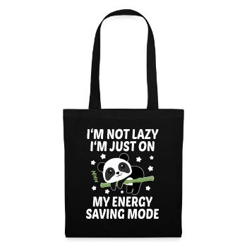 Panda Lazy Energy Saving Mode Anime Faulenzer Faul - Stoffbeutel - Schwarz - Vorne