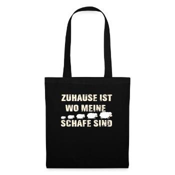 Zuhause Ist Wo Meine Schafe Sind | Lustiges Schaf - Stoffbeutel - Schwarz - Vorne