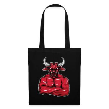 Bodybuilder Taurus Muscles Cadeau de remise en forme - Sac en tissu - noir - Devant