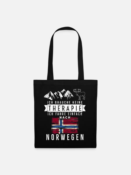 Ich brauche keine Therapie Norwegen Spruch - Stoffbeutel - Schwarz