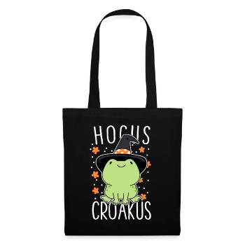 Drôle d’Halloween Grenouille Mignon Hocus Croakus Chapeau de sorcière - Sac en tissu - noir - Devant