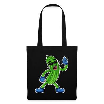 Gurke singt lustige Illustration Gemüse Geschenk - Stoffbeutel - Schwarz - Vorne