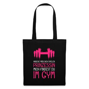 Princesse Gym disant - Princesse dans la salle de gym - Sac en tissu - noir - Devant