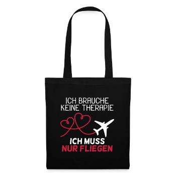Pilot Therapie Spruch Flugzeug Geschenk - Stoffbeutel - Schwarz - Vorne
